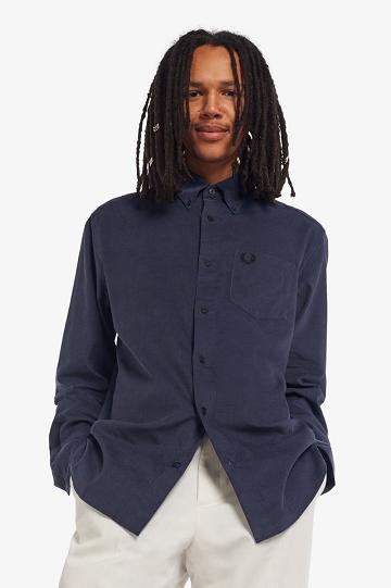 Deep Grey Fred Perry Fine Corduroy Men's Shirts | PH 1494RVDW